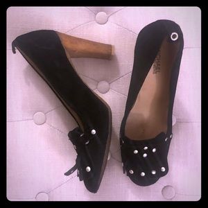 Size 11 Michael Kors Black Studded Suede Heels